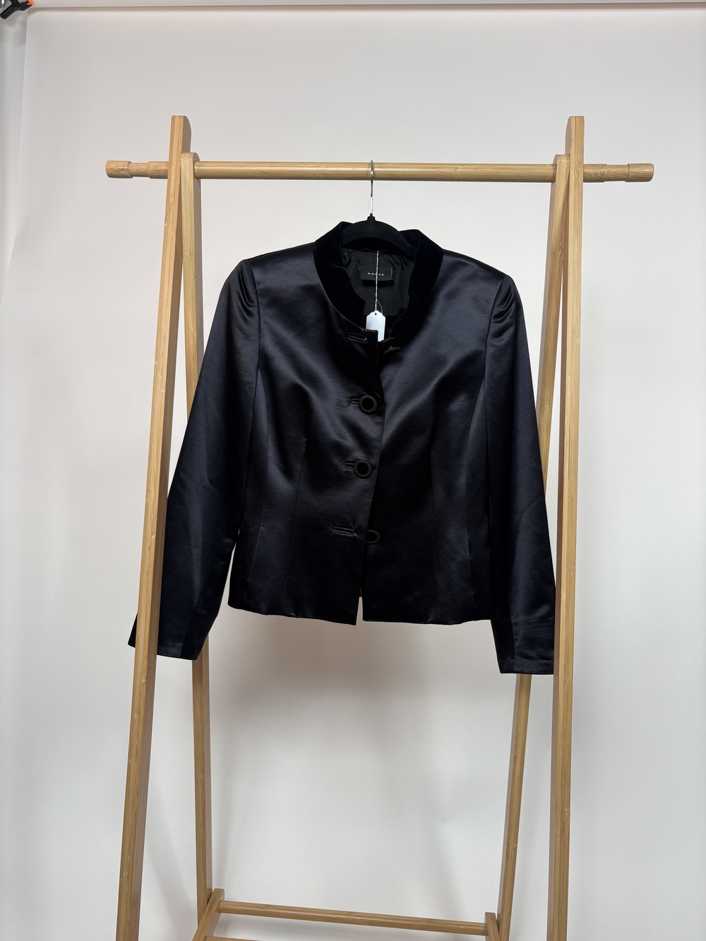 PF-1473 Akris Black Evening Jacket with Mandarin Collar